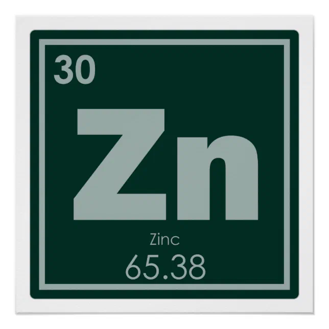 Pôster Símbolo químico de zinco fórmula química: | Zazzle Brasil
