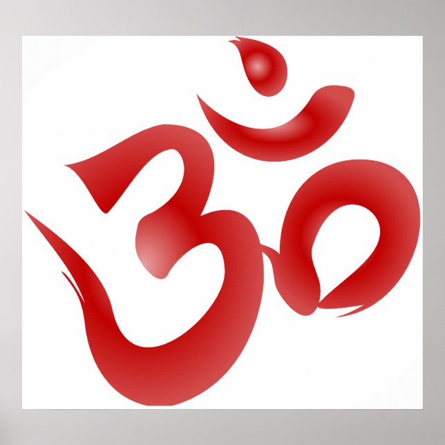 Poster Símbolo Red Hindu Om Aum Devanagari Calligrafia (Frente)