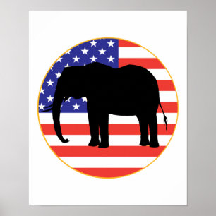 Pôster símbolo republicano design elefante