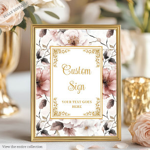 Poster Símbolo romântico de flores cor-de-rosa empoeirado