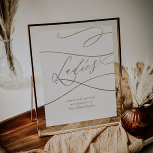 Poster Símbolo Romântico Dourado de Caligrafia Damas de B