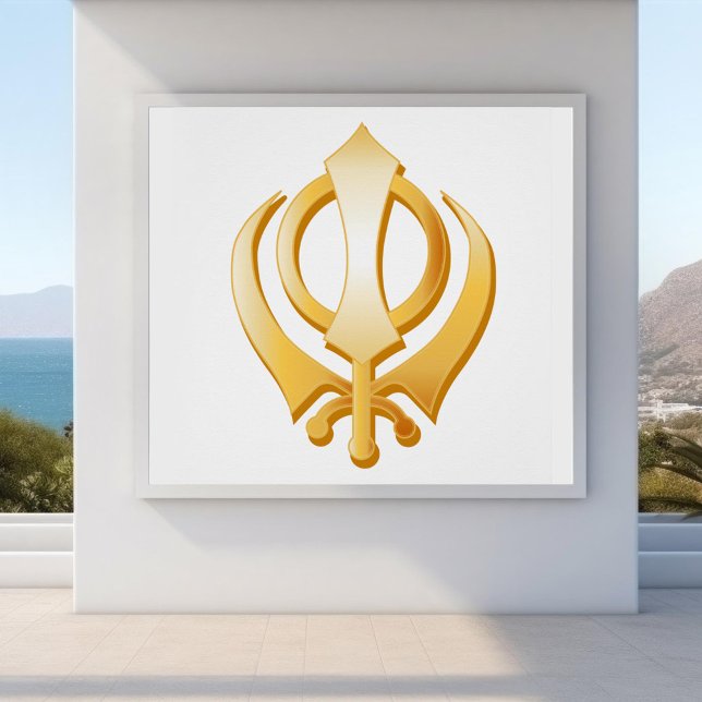 Pôster Símbolo Sikh (Sikh Poster, Gold Khanda, symbol of the Sikh religion. )