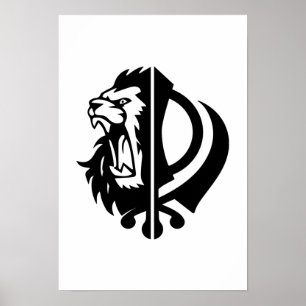 Poster Símbolo sikh khanda com meia-lua
