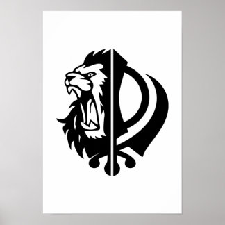Poster Símbolo sikh khanda com meia-lua