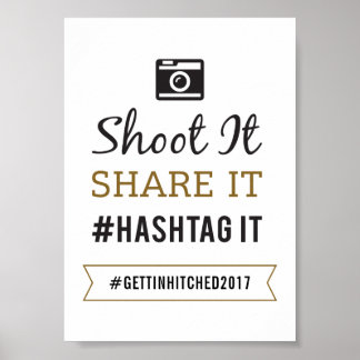 Pôster Símbolo simples de hashtag de casamento russo 5x7