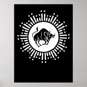 Poster Símbolo Taurus Zodiac com Starburst Celestial