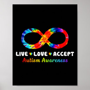 Poster Símbolo Tie Dye Infinity Live Love Accept Autism A