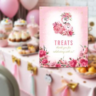 Poster Símbolo Treats Chá de fraldas Rosa Flamingo Ball