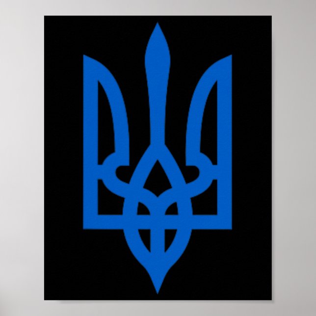 Poster Símbolo Tryzub ucraniano no coração (Frente)