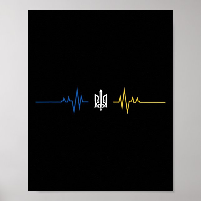 Poster Símbolo ucraniano Tryzub com espada - Ucrânia Trid (Frente)