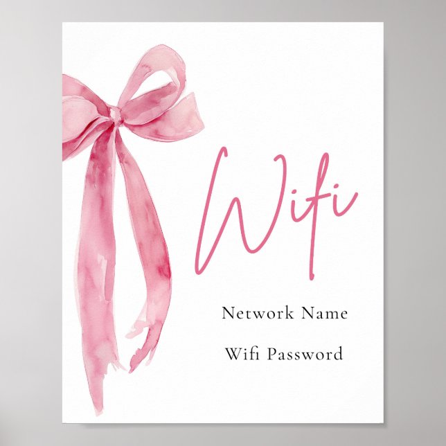 Poster Símbolo Wifi De Arco Rosa Branco Elegante Para Aqu (Frente)
