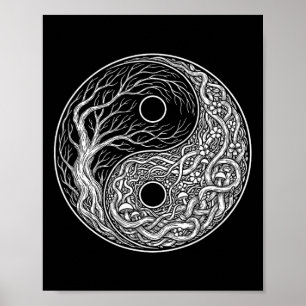 Poster Símbolo Yin Yang Árvore Da Vida, Tai Chi, Qigong, 