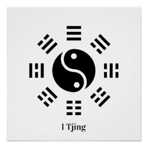 Pôster Símbolo Yin Yang Ba Gua I Ching - Oito Trigramas