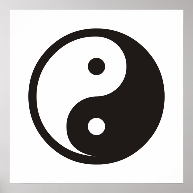 Poster Símbolo Yin Yang - design de tatuagem sólida (Frente)