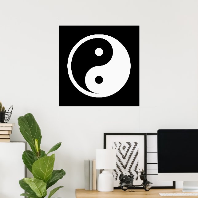 Poster Símbolo Yin Yang - tatuagem sólida design 2 (Escritório em casa)
