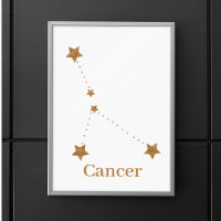 Símbolo Zodiac Moderno - Cancer Dourado | Água Ele
