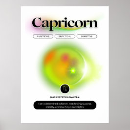 Poster Símbolo Zodiac Moderno capricorn Cita Elemento Ter