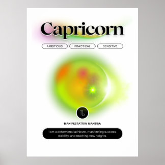 Poster Símbolo Zodiac Moderno capricorn Cita Elemento Ter