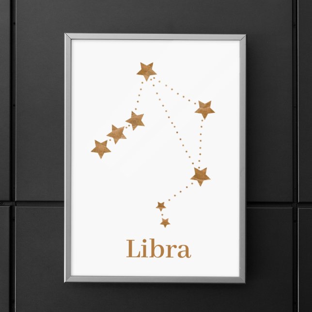Poster Símbolo Zodiac Moderno Dourado Libra | Ar de eleme (Criador carregado)
