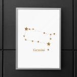 Poster Símbolo Zodiac Moderno Gemini Dourado | Ar de elem<br><div class="desc">Símbolo Zodiac Moderno Gemini Dourado | Ar de elemento</div>