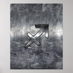 Poster Símbolo Zodiac Sagittarius Sinal de Aço em Dist