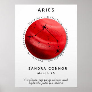 Poster Símbolo Zodíaco - Aries Celestiais Personalizados