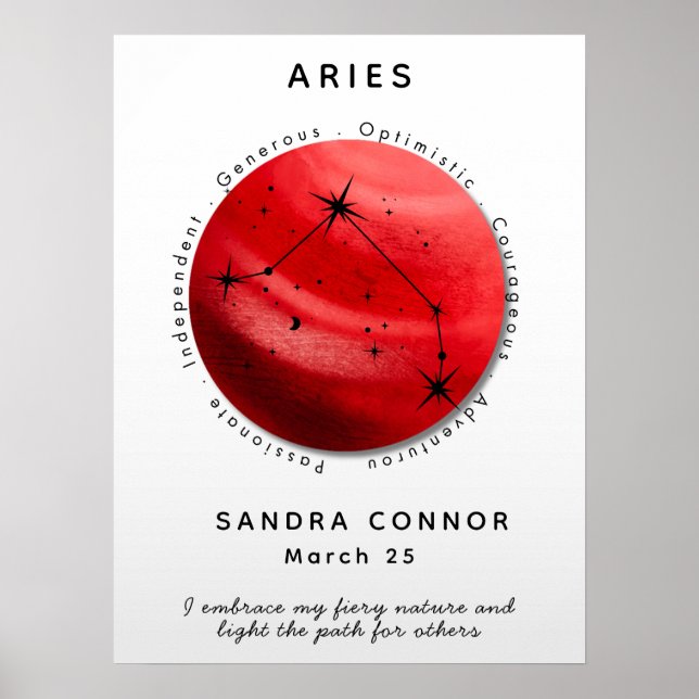 Poster Símbolo Zodíaco - Aries Celestiais Personalizados (Frente)