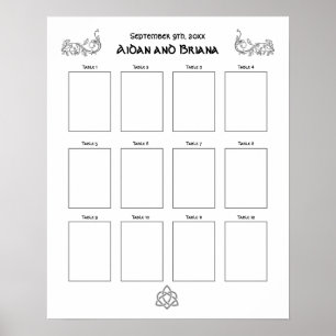 Poster Símbolos celtas e folha para o vazio de 12 mesas