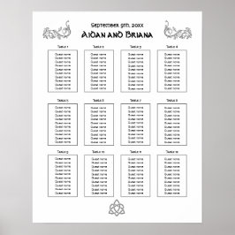 Poster Símbolos celtas e folhagem para 12 mesas