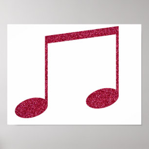 Poster Símbolos De Nota De Música Cor-De-Rosa Falsos