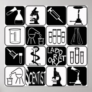 POSTER SÍMBOLOS E FERRAMENTAS DO CIENTISTA DO LABORATÓR