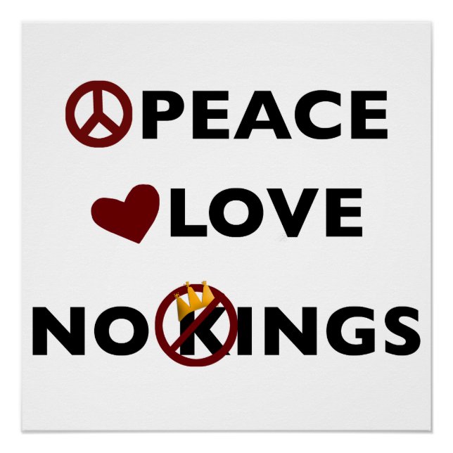 Pôster Símbolos Inspiradores Paz Amor Sem Reis (Frente)