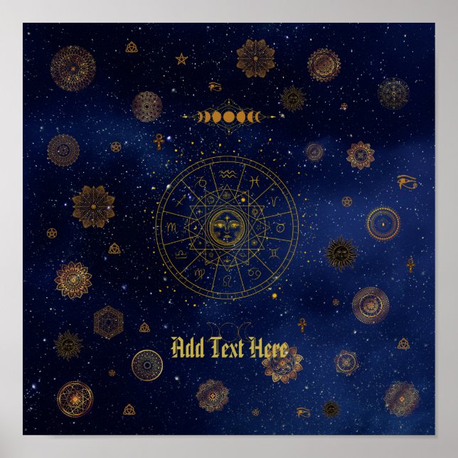 Poster Símbolos mágicos da proteção Mandala Pagan Witch (Frente)