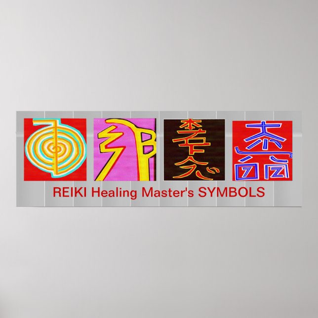 Pôster Símbolos Mestre REIKI - Base OmMANTRA (Frente)