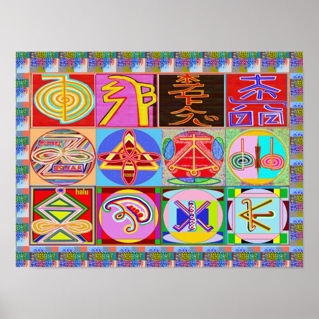 Pôster Símbolos mestres da cura da REIKI Karuna (Frente)