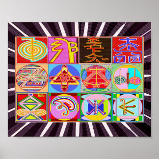 Poster Símbolos mestres da cura da REIKI Karuna