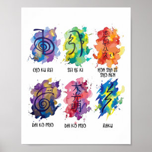 Poster Símbolos Reiki Cor da Água