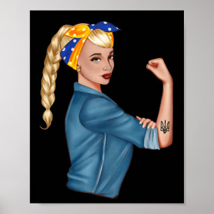 Poster Símbolos Ucranianos Bandeira da Ucrânia Menina Ucr