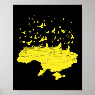 Poster Símbolos Ucranianos Mapa da Ucrânia Ucrânia Pássar