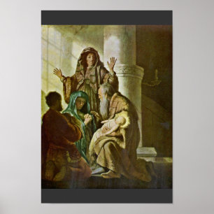 Poster Simeon no templo. Por Rembrandt Van Rijn