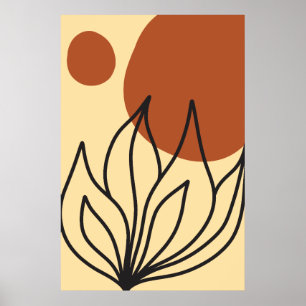 Poster Simetria Botânica - Abstrato de linha de de Arte -