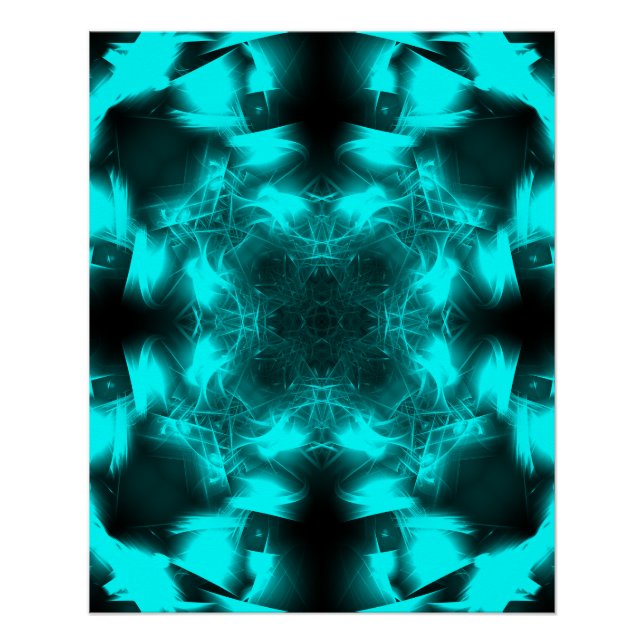 Pôster Simetria de Plasma Aquático Arte Fractal (Frente)