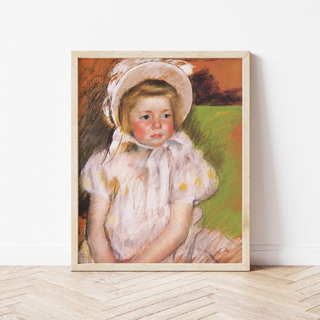 Poster Simone em um Bonnet Branco | Mary Cassatt (Criador carregado)