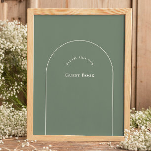 Poster Simple Boho Arch Sage - Sinal de Livro de Convidad