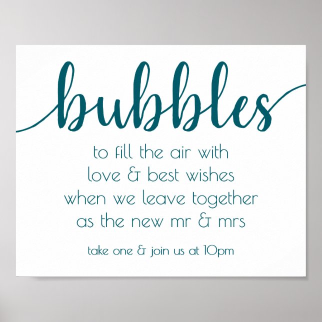 Poster Simple Bubbles | Teal Aqua Party Event Station (Frente)