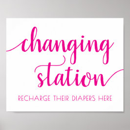 Poster Simple Changing Station | Hot Pink Party Event