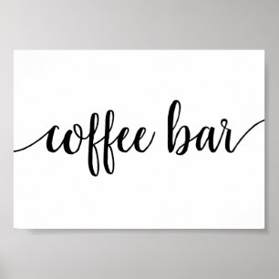 Poster Simple Coffee Bar   Black Script Any Event Sign