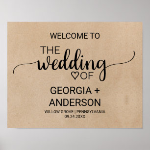 Poster Simple Faux Kraft Calliografia Boas-vindas