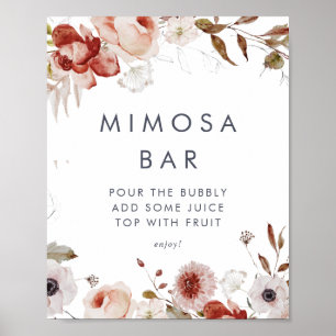 Poster Simple Floral Bridal Shower Mimosa Bar Sign