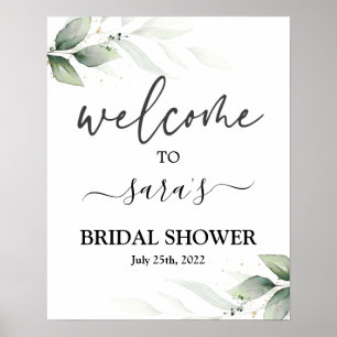 Poster Simple Greenery Bridal Shower Welcome sign